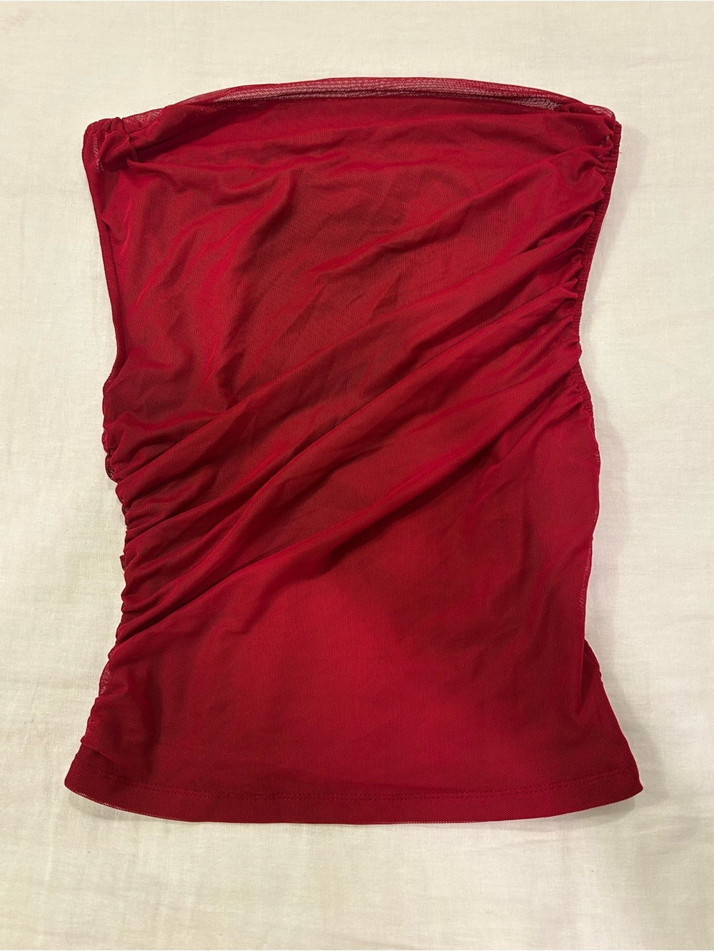 Princess Polly Red Strapless Ruched Mesh Top